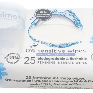 Khăn ướt vệ sinh vùng kín Femfresh Intimate Skincare 0% Sensitive cho da nhạy cảm gói 25 miếng