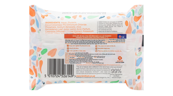 Khăn ướt vệ sinh vùng kín hàng ngày Femfresh Intimate Skin Care Daily Wipes gói 25 miếng
