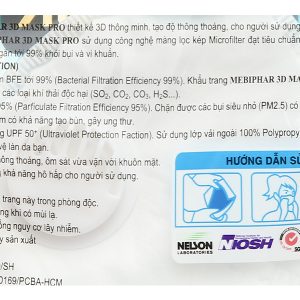 Khẩu trang y tế Mebiphar 3D Mask Pro màu trắng gói 1 cái