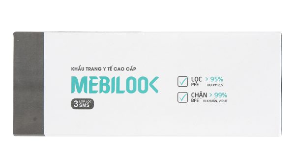 Khẩu trang y tế Mebilook 3 lớp màu trắng hộp 40 cái