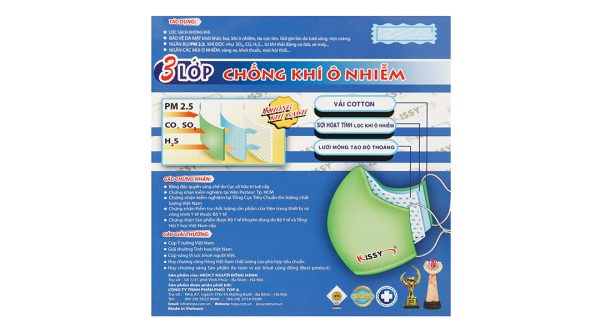 Khẩu trang vải Kissy 3 lớp size L hộp 1 cái