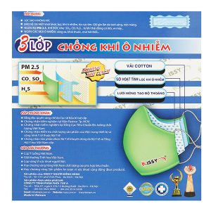 Khẩu trang vải Kissy 3 lớp có họa tiết size M hộp 1 cái