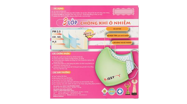 Khẩu trang vải trẻ em Kissy 3 lớp có họa tiết hộp 1 cái