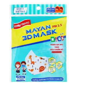 Khẩu trang y tế trẻ em Mayan 3D PM 2.5 màu xanh gói 5 cái