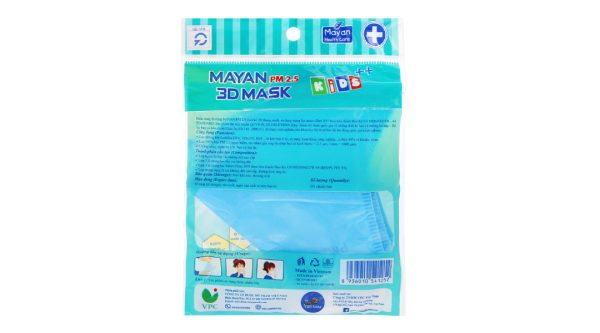 Khẩu trang y tế trẻ em Mayan 3D PM 2.5 màu xanh gói 5 cái