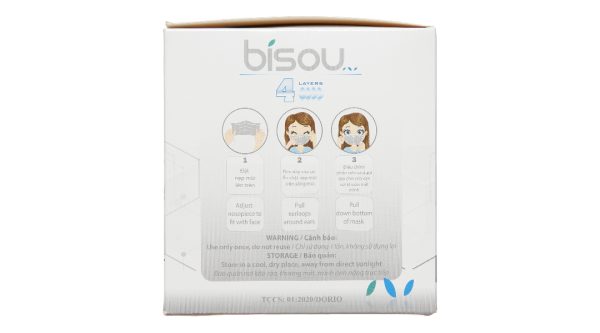 Khẩu trang y tế Bísou 4 lớp màu xám hộp 50 cái