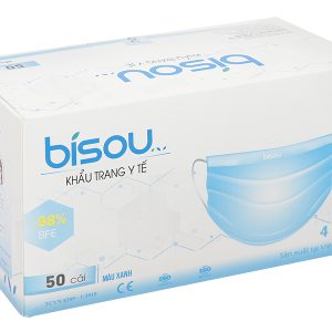 Khẩu trang y tế Bísou 4 lớp màu xanh hộp 50 cái