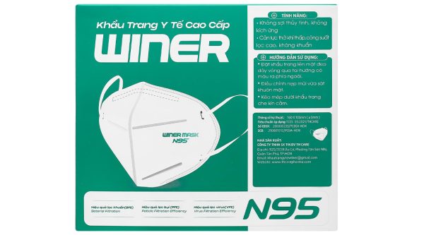 Khẩu trang y tế Winer N95 4 lớp màu trắng hộp 10 cái