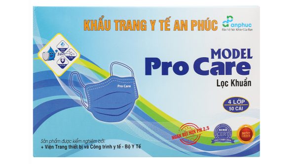 Khẩu trang y tế An Phúc 4 lớp màu xanh hộp 50 cái