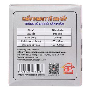 Khẩu trang y tế An Phúc Model Pro Care 4 lớp màu xám hộp 50 cái