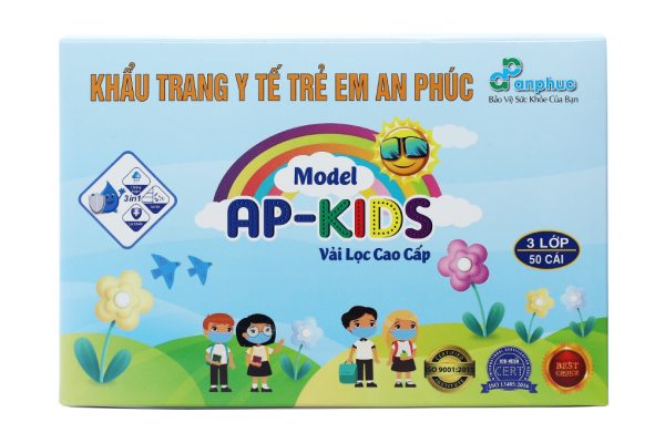 Khẩu trang y tế trẻ em An Phúc 3 lớp có họa tiết hộp 50 cái