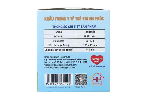 Khẩu trang y tế trẻ em An Phúc 3 lớp có họa tiết hộp 50 cái