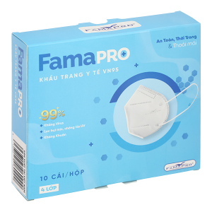 Khẩu trang y tế Famapro VN95 4 lớp màu trắng hộp 10 cái