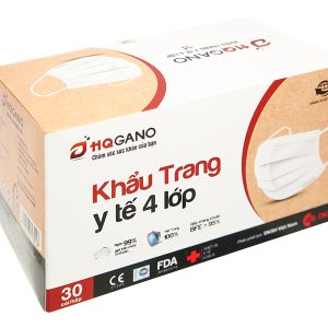 Khẩu trang y tế HQGano 4 lớp màu trắng hộp 30 cái