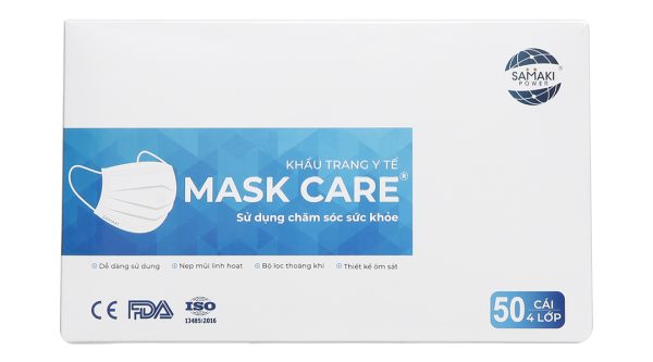 Khẩu trang y tế Mask Care 4 lớp màu trắng hộp 50 cái
