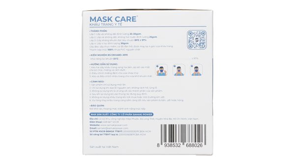Khẩu trang y tế Mask Care 4 lớp màu trắng hộp 50 cái