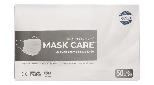 Khẩu trang y tế Mask Care 4 lớp màu xám hộp 50 cái