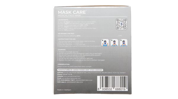 Khẩu trang y tế Mask Care 4 lớp màu xám hộp 50 cái