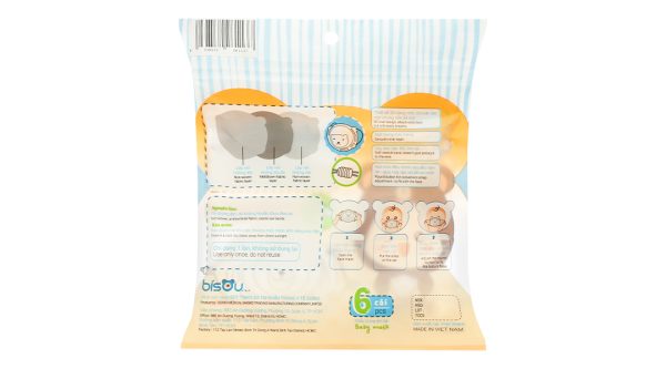 Khẩu trang y tế trẻ em Bísou Baby mask họa tiết gấu gói 6 cái