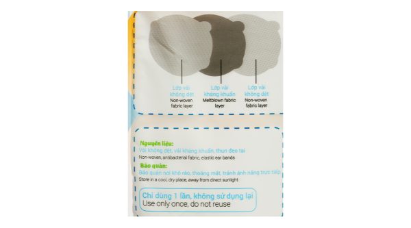 Khẩu trang y tế trẻ em Bísou Baby mask họa tiết gấu gói 6 cái