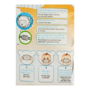 Khẩu trang y tế trẻ em Bísou Baby mask họa tiết gấu gói 6 cái