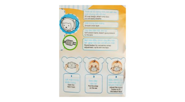 Khẩu trang y tế trẻ em Bísou Baby mask họa tiết gấu gói 6 cái