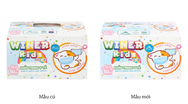 Khẩu trang y tế Winer Kids Premium 3 lớp có họa tiết hộp 50 cái