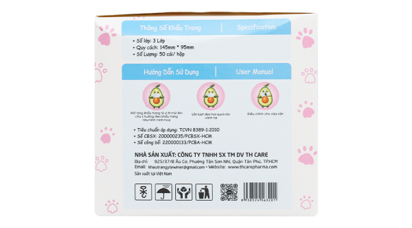 Khẩu trang y tế Winer Kids Premium 3 lớp có họa tiết hộp 50 cái