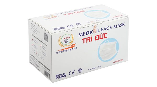 Khẩu trang y tế Trí Đức 4 lớp màu trắng hộp 50 cái