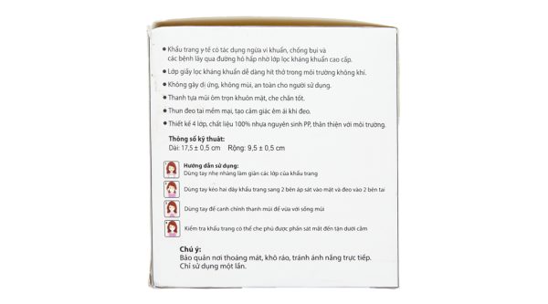 Khẩu trang y tế Trí Đức 4 lớp màu trắng hộp 50 cái