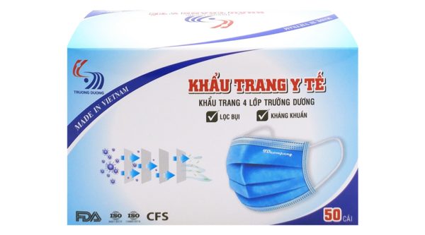 Khẩu trang y tế Trường Dương 4 lớp màu xanh hộp 50 cái
