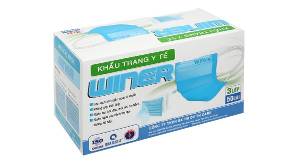 Khẩu trang y tế Winer 3 lớp màu xanh hộp 50 cái