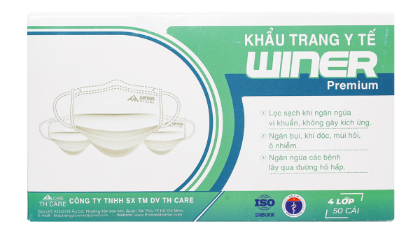 Khẩu trang y tế Winer 4 lớp màu trắng hộp 50 cái