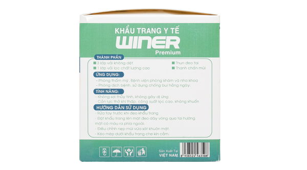Khẩu trang y tế Winer 4 lớp màu trắng hộp 50 cái