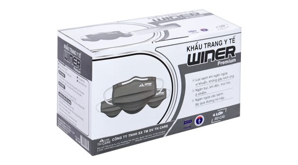 Khẩu trang y tế Winer 4 lớp màu xám hộp 50 cái