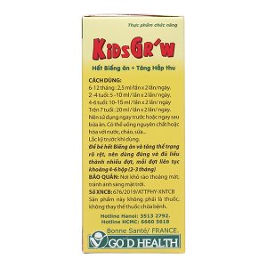 Siro Yến Sào Kids Gr'w Nest kích thích ăn ngon, tiêu hóa tốt chai 120ml