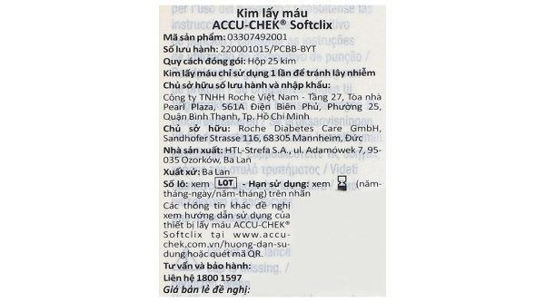 Kim lấy máu Accu-Chek Softclix hộp 25 que