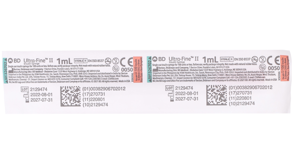 Bơm kim tiêm Insulin BD Ultra-Fine II 30G x 8mm (1ml/100U) gói 1 cái
