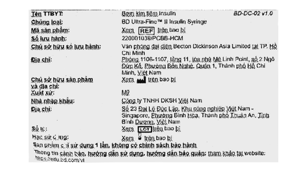 Bơm kim tiêm Insulin BD Ultra-Fine II 30G x 8mm (1ml/100U) hộp 100 cái