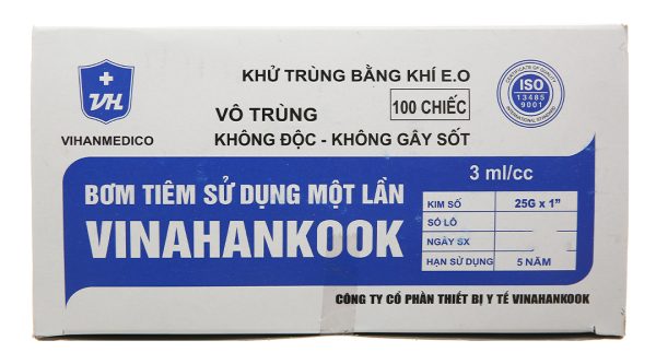Bơm kim tiêm Vinahankook (3ml/cc) hộp 100 cái