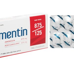 Klamentin 875/125 trị nhiễm khuẩn đường hô hấp trên và dưới (2 vỉ x 7 viên)