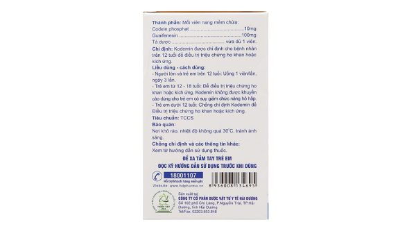 Kodemin trị ho khan, ho do kích ứng (10 vỉ x 10 viên)