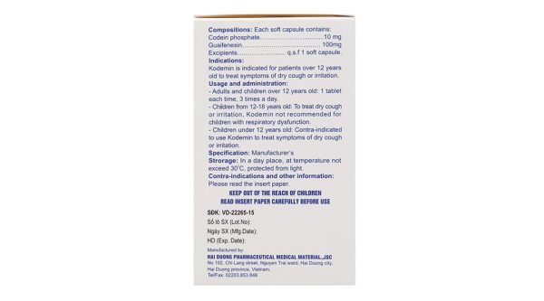 Kodemin trị ho khan, ho do kích ứng (10 vỉ x 10 viên)