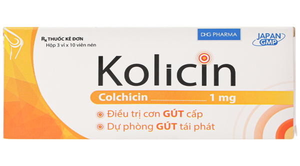 Kolicin 1mg phòng và trị gout (3 vỉ x 10 viên)