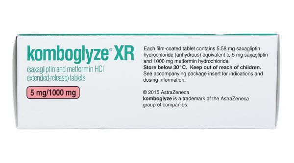 Komboglyze XR 5mg/1000mg trị đái tháo đường tuýp 2 (4 vỉ x 7 viên)