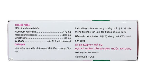 Viên nhai Kremil-S làm dịu các triệu chứng đầy hơi, đau dạ dày (10 vỉ x 10 viên)