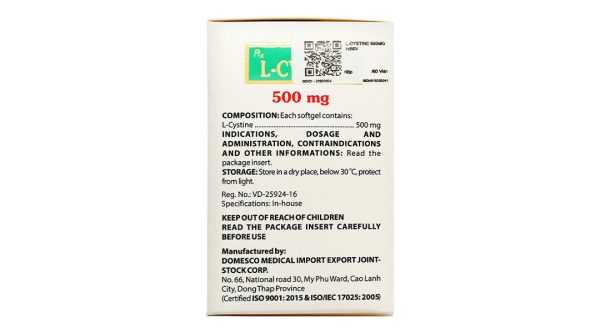 L-Cystine Domesco 500mg trị rối loạn dưỡng tóc và móng (12 vỉ x 5 viên)