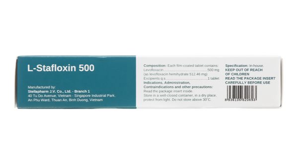 L-Stafloxin 500 trị nhiễm khuẩn nhẹ hoặc trung bình (2 vỉ x 7 viên)