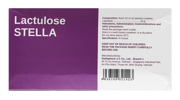 Dung dịch uống Lactulose Stella trị táo bón mạn tính (20 gói x 15ml)