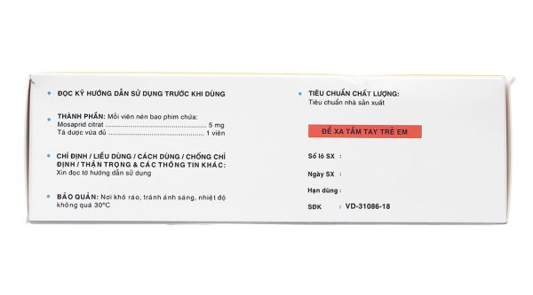Lampar 5mg trị triệu chứng dạ dày - ruột (6 vỉ x 10 viên)